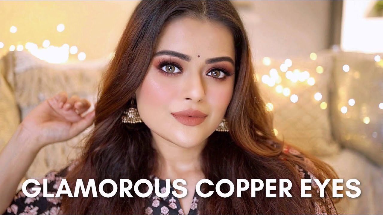 INDIAN FESTIVE & WEDDING GUEST GLAM | COPPER EYESHADOW TUTORIAL | DRUGSTORE