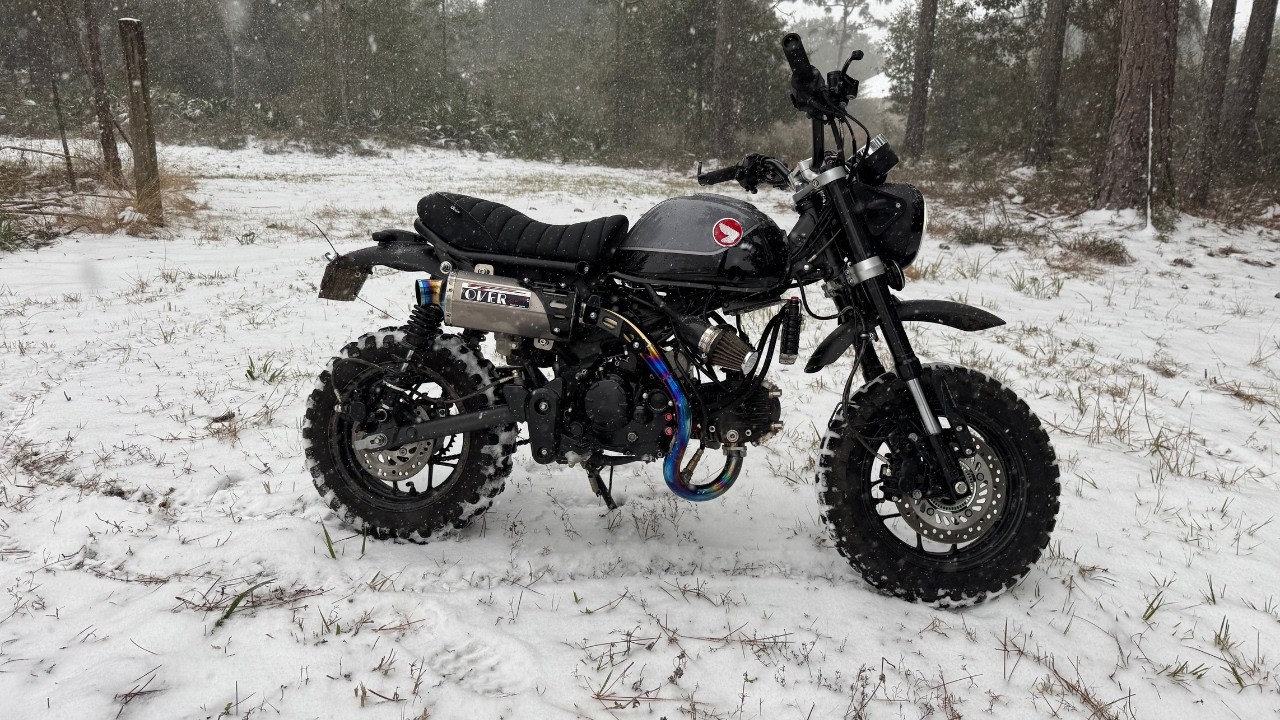 Taking My Mini Motorcycle For A Ride In The Snow!