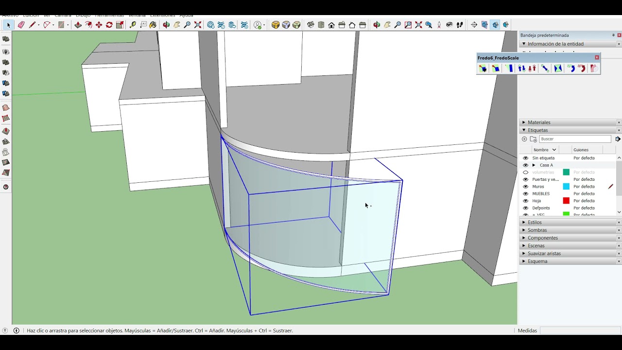como hacer VENTANAS CURVAS en sketchup 2022 | Plugin FREDO SCALE