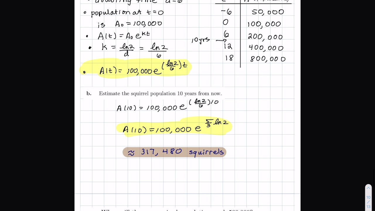 Solving a simple population growth problem.
