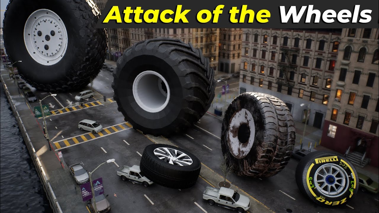 Attack of Wheels in City | Wheels Size Comparison in city