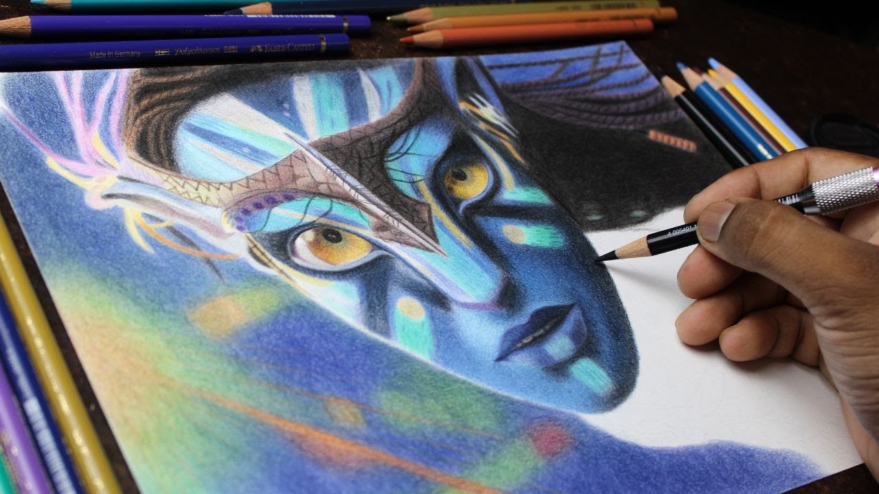Neytiri Realistic Color Pencil Drawing | Zoe Saldana Avatar Portrait