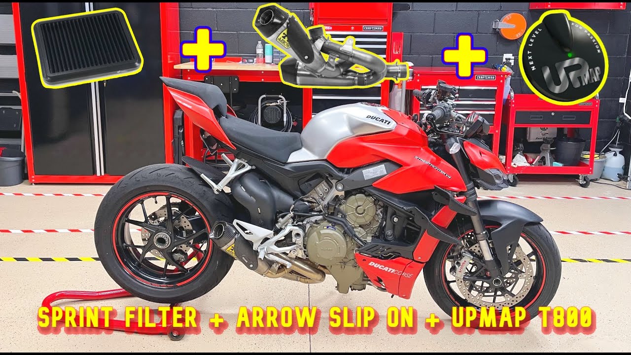 Ducati Streetfighter v4 Arrow exhaust installation UpMap T800 - instalación Escape Arrow Español