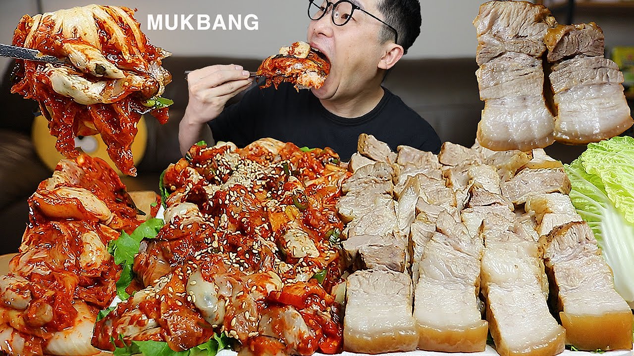 ASMR MUKBANGㅣSeasoned Oysters & Boiled Pork Belly & KimchiㅣEATING SHOW