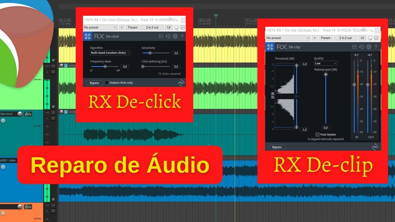 REPARO DE ÁUDIO NO REAPER COM RX DE-CLIP E RX DE-CLICK