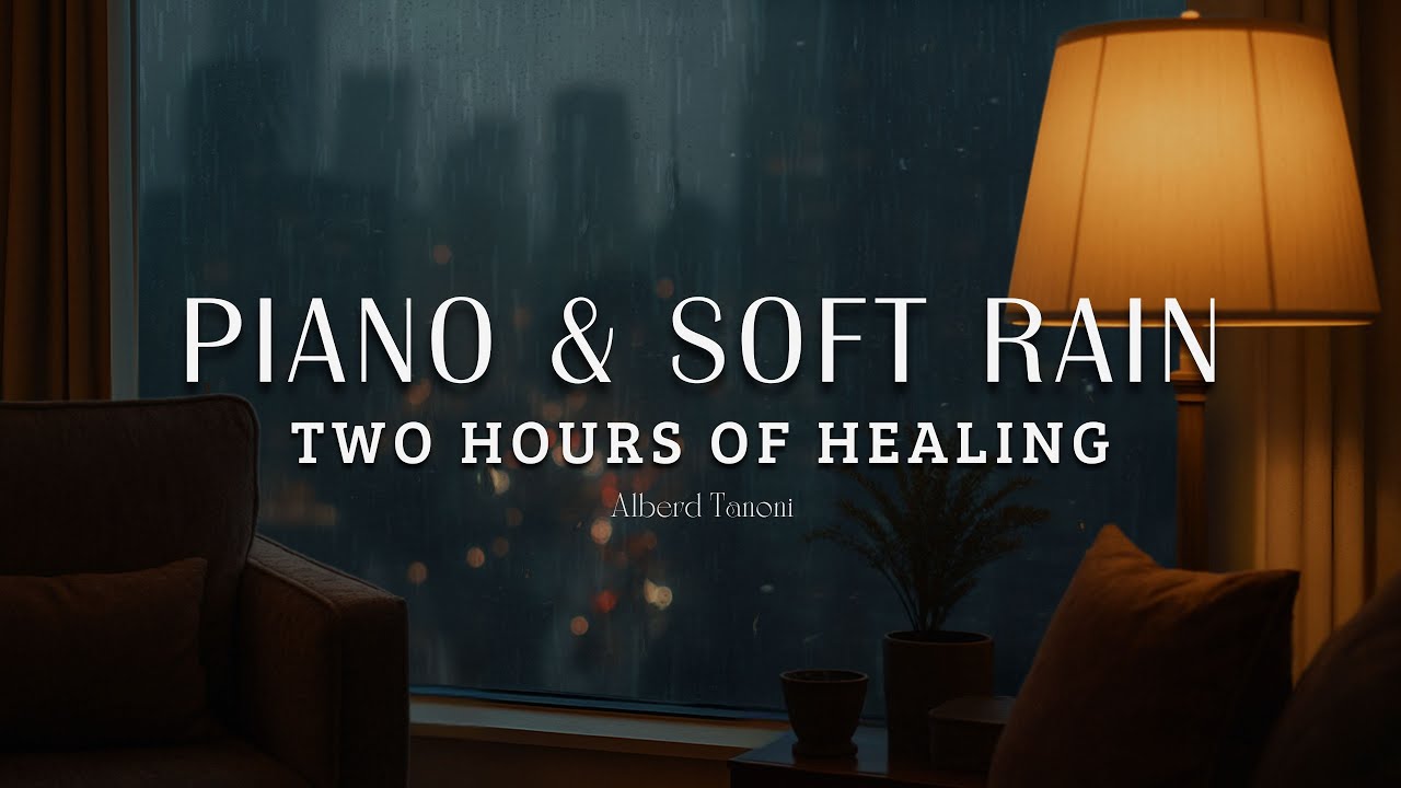 Piano & Soft Rain Healing 2 Hours Nonstop  - Piano Worship Instrumental - Alberd Tanoni