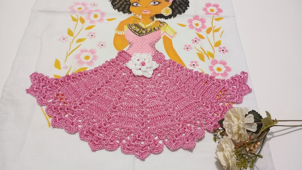Saia de Crochê Para Boneca de Pano de Prato