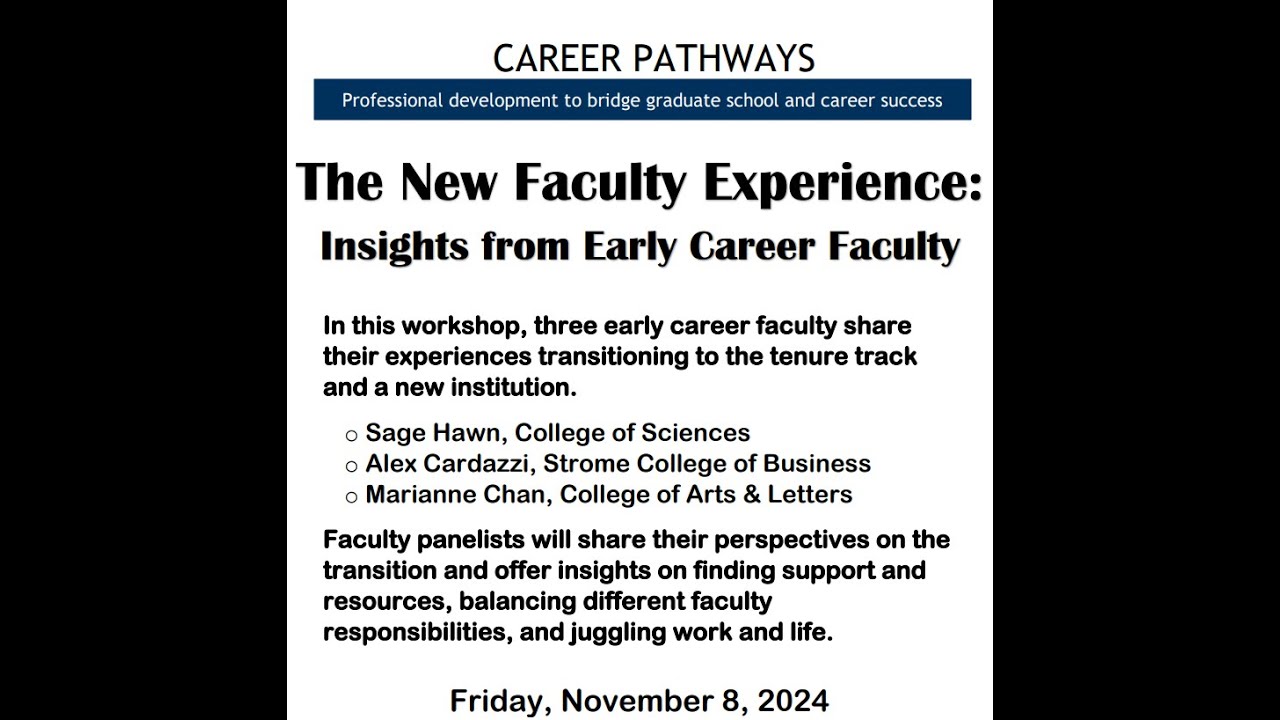 The New Faculty Experience: Insights from Early Career Faculty