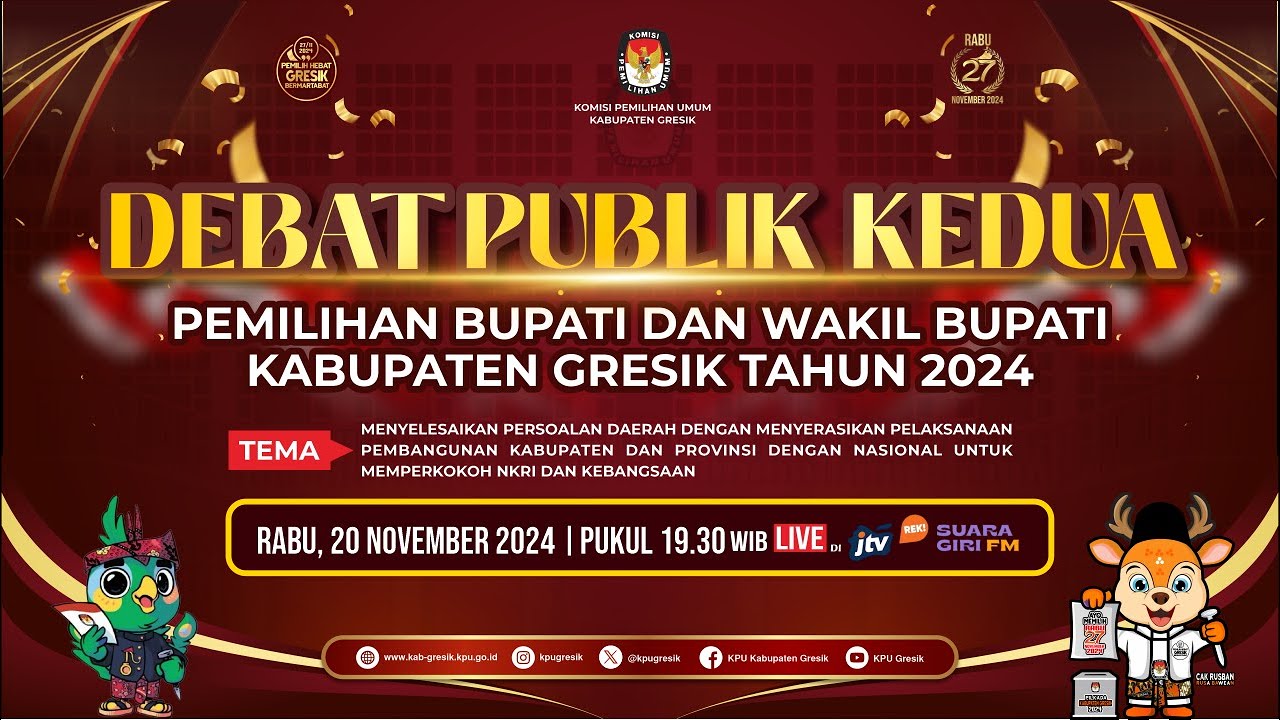 DEBAT PUBLIK KEDUA PEMILIHAN BUPATI DAN WAKIL BUPATI GRESIK TAHUN 2024