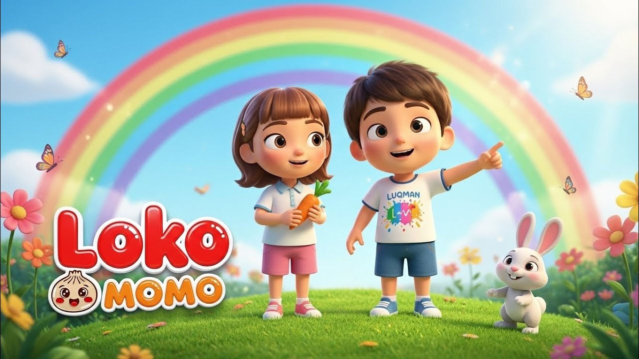 R for Rainbow 🌈 | R for Rabbit 🐰 | Fun ABC Learning Song with Luqman & Umaima | Lokomomo Kids Rhymes