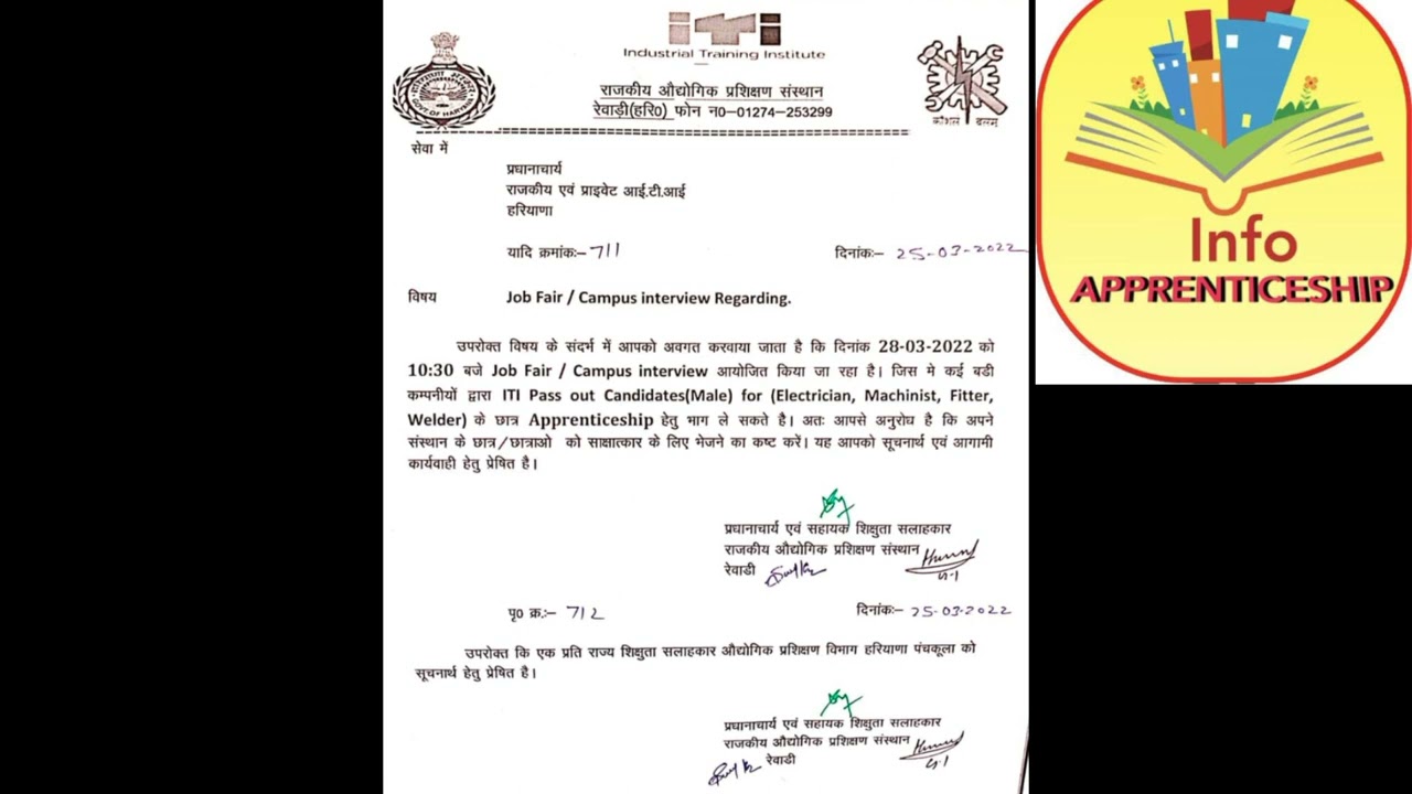 Campus Interview in Govt ITI Rewari 28.03.2022