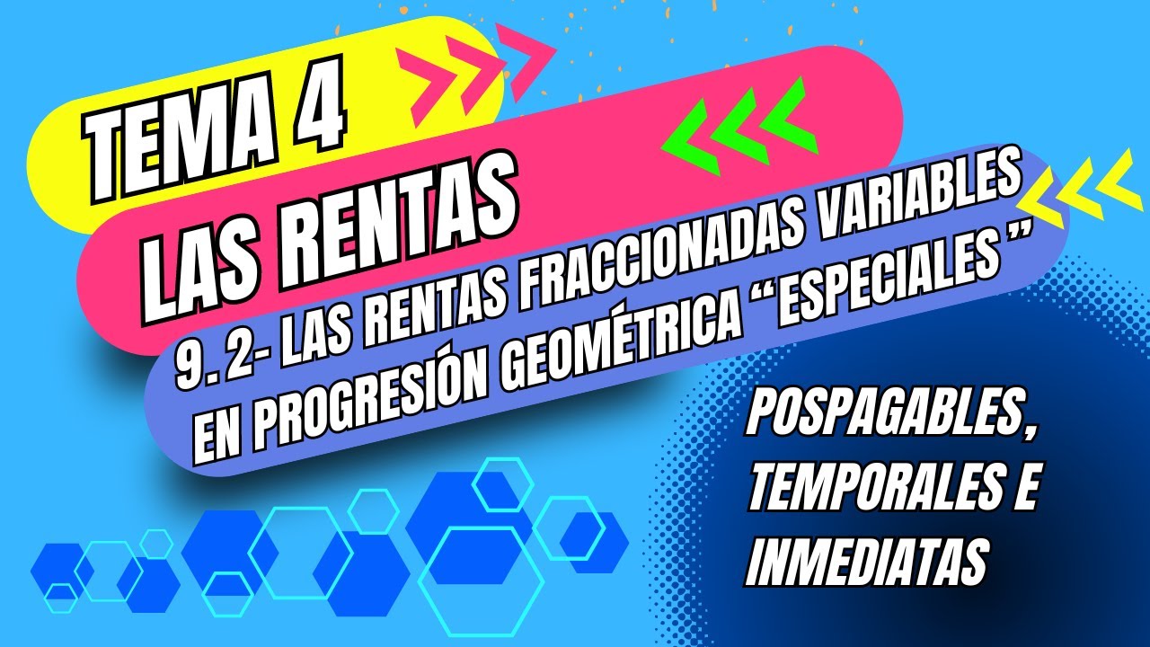 MATEMÁTICAS FINANCIERAS 12.4- RENTAS FRACCIONADAS GEOMÉTRICAS, POSPAGABLES, TEMPORALES E INMEDIATAS