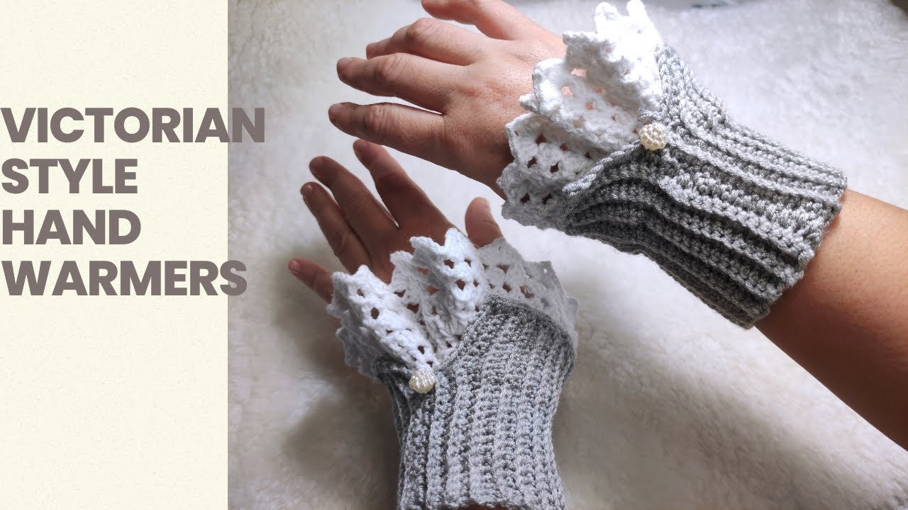 VICTORIAN STYLE CROCHET HANDWARMERS! CROCHET WRISTWARMER PATTERN! CROCHET FINGERLESS GLOVES EASY