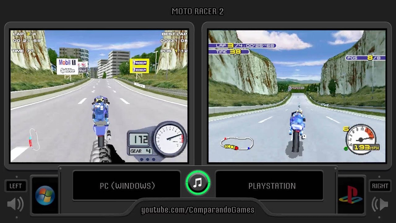 Moto Racer 2 (Pc vs Playstation) Side by Side Comparison | Vc Decide