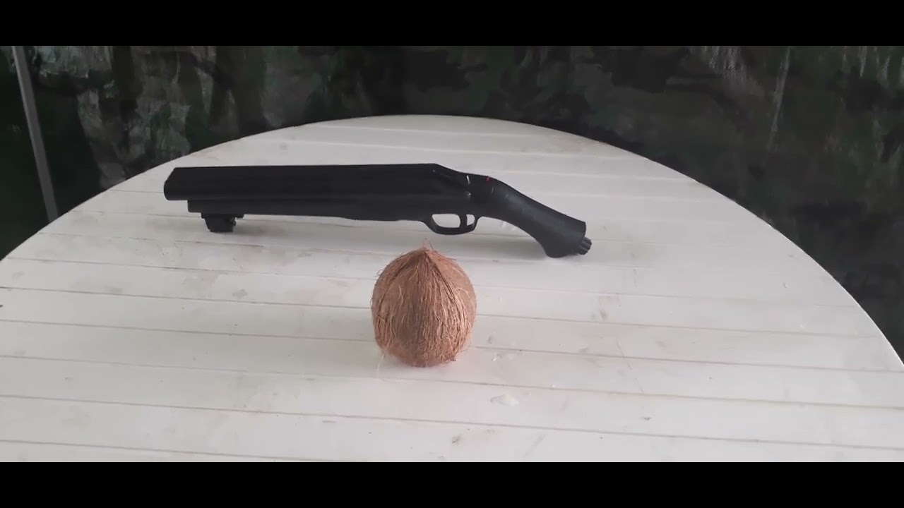 t4e hds 68 cal. sawed off shotgun vs. your coconut with marbles