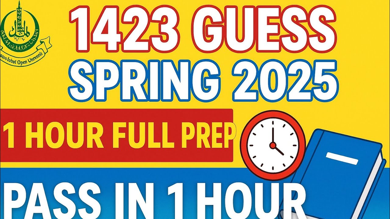 AIOU 1423 English Solved Guess Paper Spring 2025 | Live Class 1423