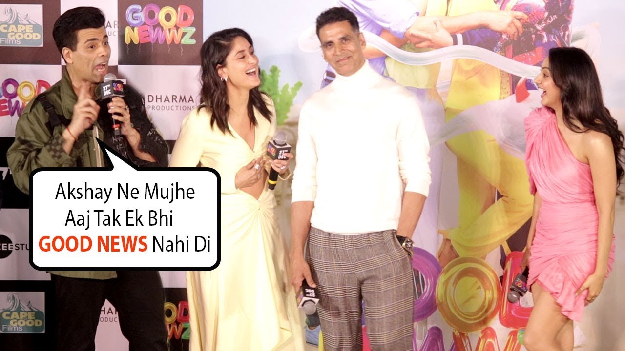 Karan Johar Makes Fun Of Akshay Kumar In Public @ Good Newwz Trailer Launch