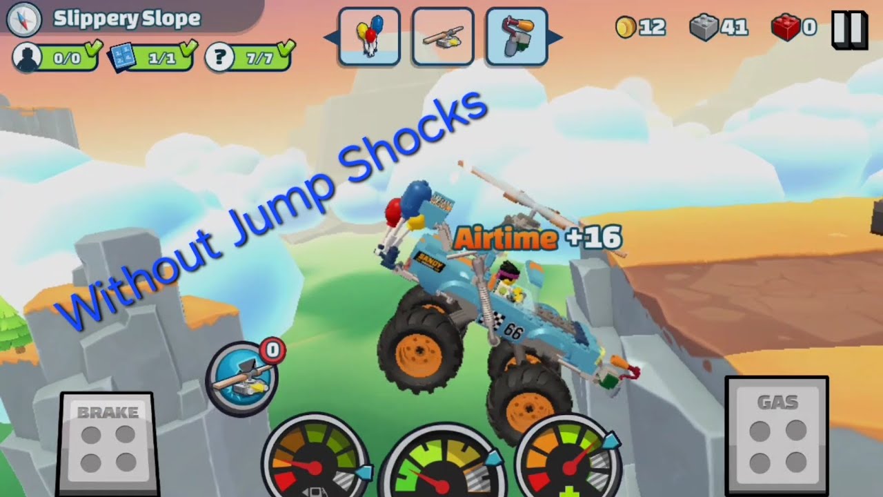 Complete Slippery Slope WITHOUT Jump Shocks - LEGO Hill Climb Adventures