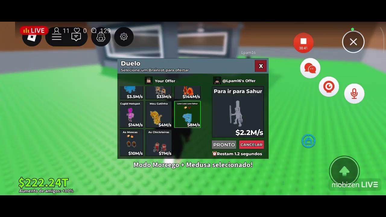 live ao vivo🔴 trade e PvP roube um brainrot