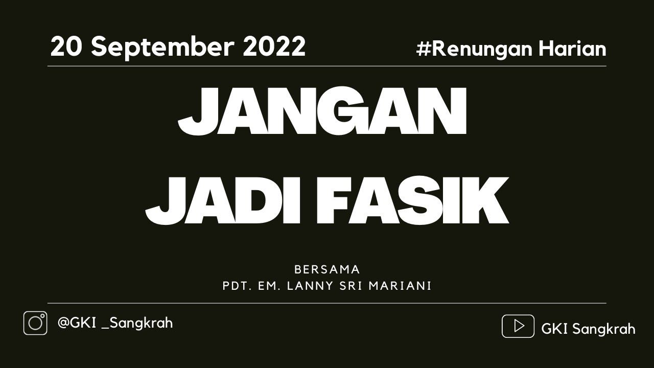 Renungan Harian GKI Sangkrah 20 September 2022