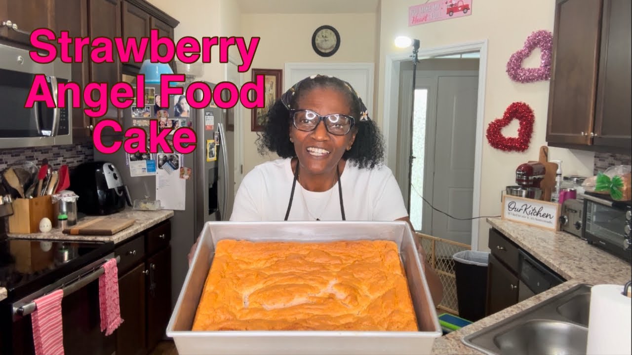Strawberry Angel Food Cake | Light, Fluffy, and Delicious | cookingsemi-homemadewithjoyce
