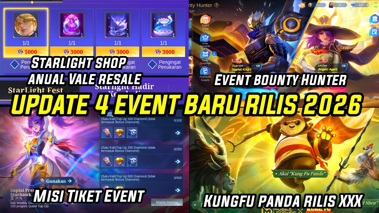 UPDATE 4 EVENT MOBILE LEGENDS 2026 ! EVENT KUNGFU PANDA RESALE, STARLIGHT SHOP VALE, BOUNTY HUNTER