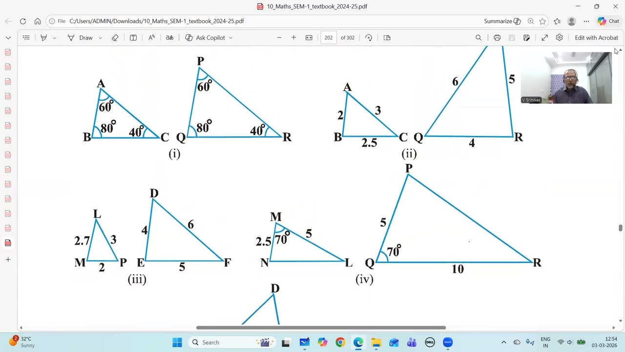 X class AP/TG Mathematics Triangles 1/2 Marks Qs Telugu Med: Part 2 Retd Prof Vedanabhatla srinivas