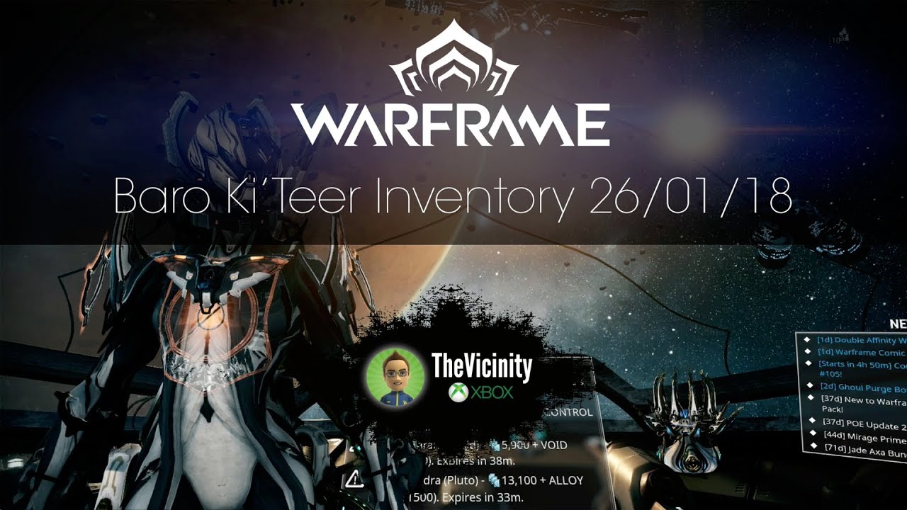 Baro Ki'Teer Warframe Inventory 26/01/18 - Xbox One