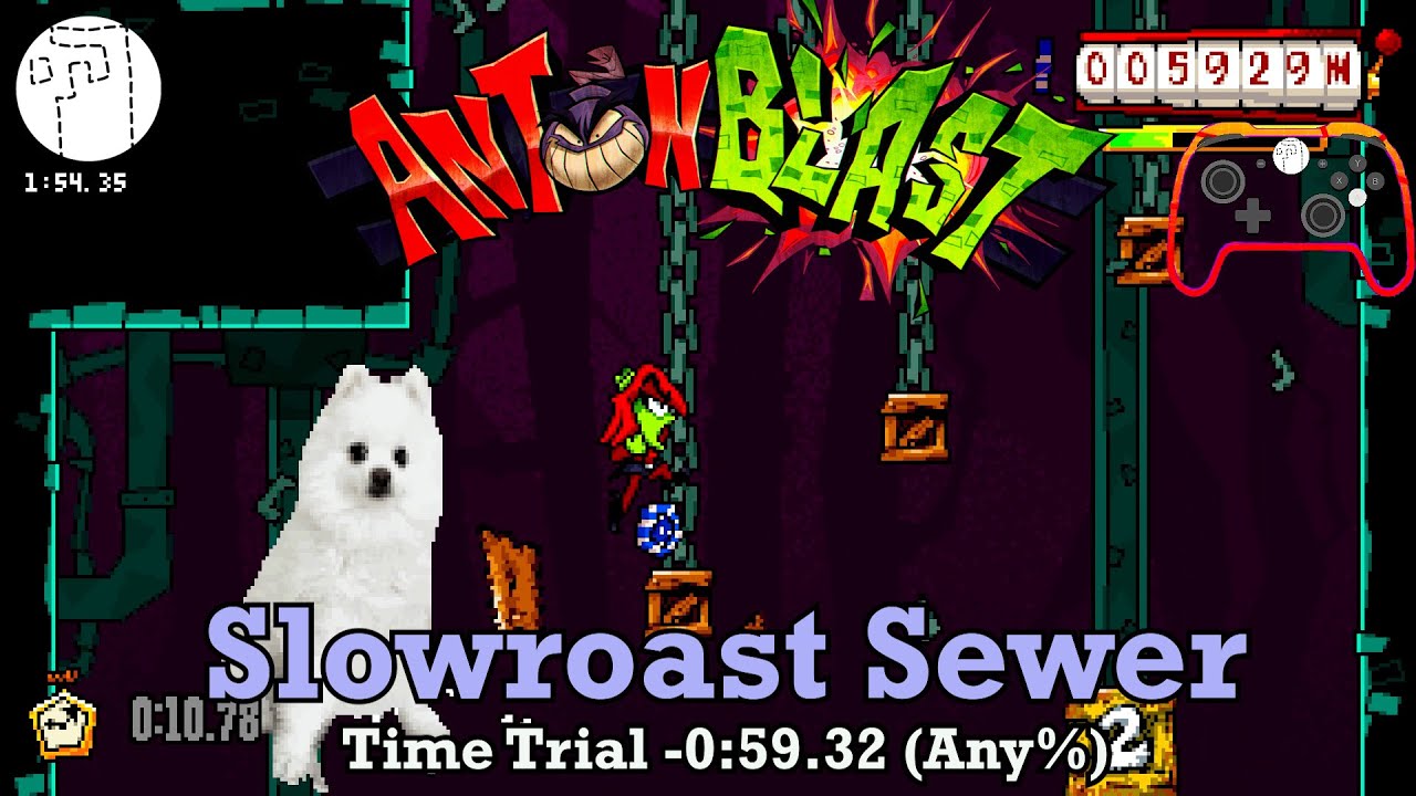 Time Trial -0:59.32 (Any%) | Slowroast Sewer | ANTONBLAST