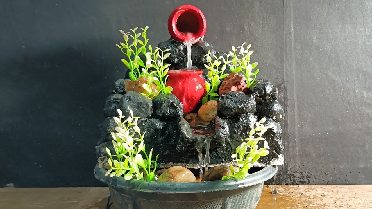 Diy miniature water fountain using cement pvc pipe craft idea 💡