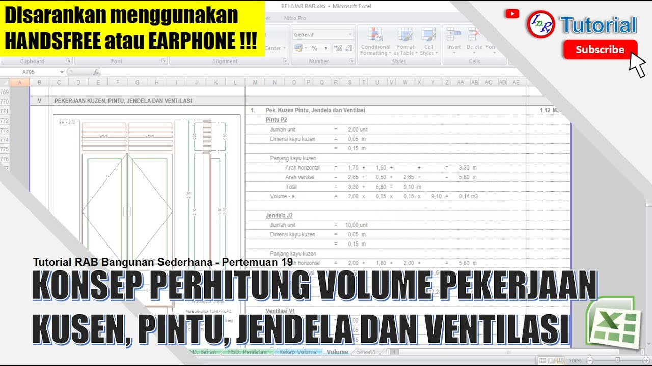 19. Konsep perhitungan volume pekerjaan kuzen, pintu, jendela dan ventilasi