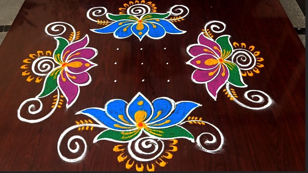 festival rangoli 🌹 beautiful 7 dots festival rangolis @greshmarangoli4252