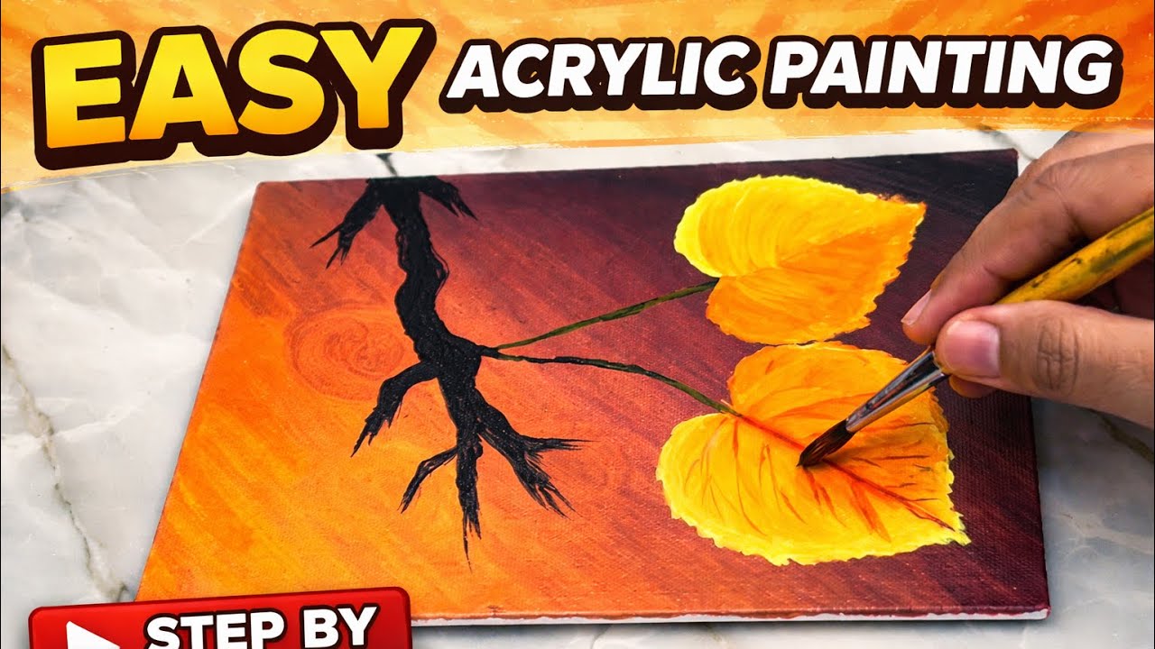 Leaf painting || leave painting with Acrylic colour || #painting #naina #leafpainting #video #nature