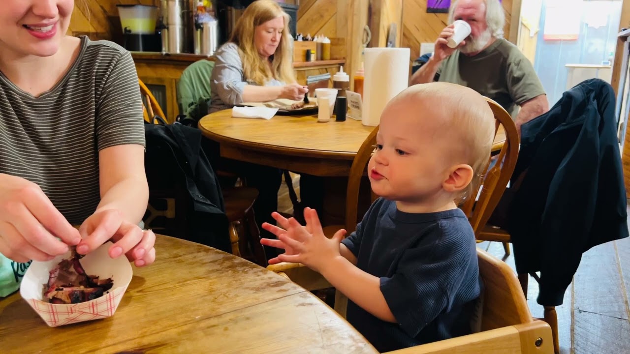 Child Eating beef brisket Slabs