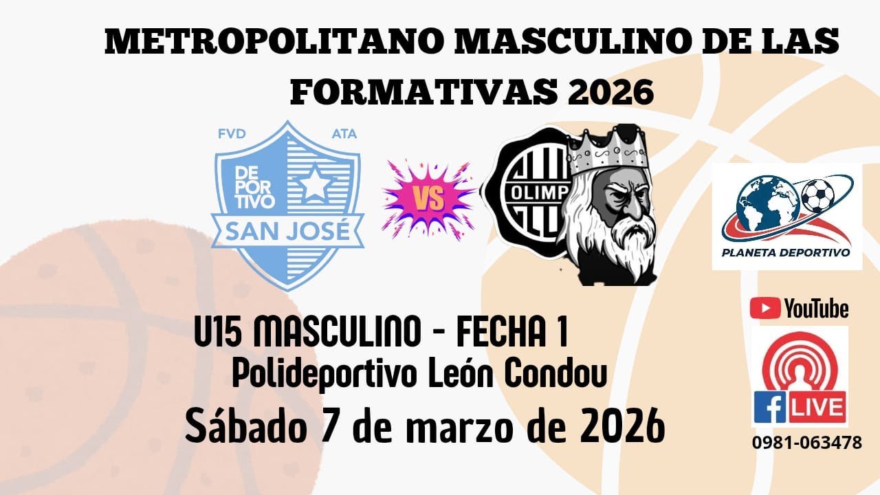 Baloncesto | SAN JOSÉ FVD VS OLIMPIA BLANCO | U15 M | Fecha 1 | Apertura 2026