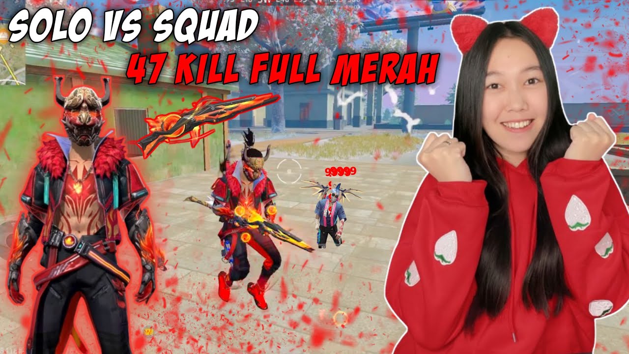 47 KILL SOLO VS SQUAD PAKE  SG 2 METEOR AUTO BOOYAH - CEWEK FREE FIRE INDONESIA !!