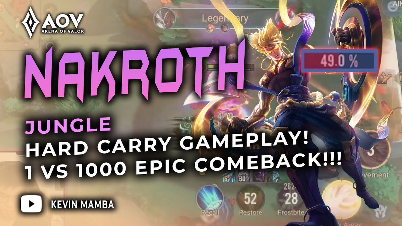 NAKROTH JUNGLE COMBO AYA HARD CARRY 49% DAMAGE! 1 VS 1000!!! | AoV | 傳說對決 | RoV | Liên Quân Mobile
