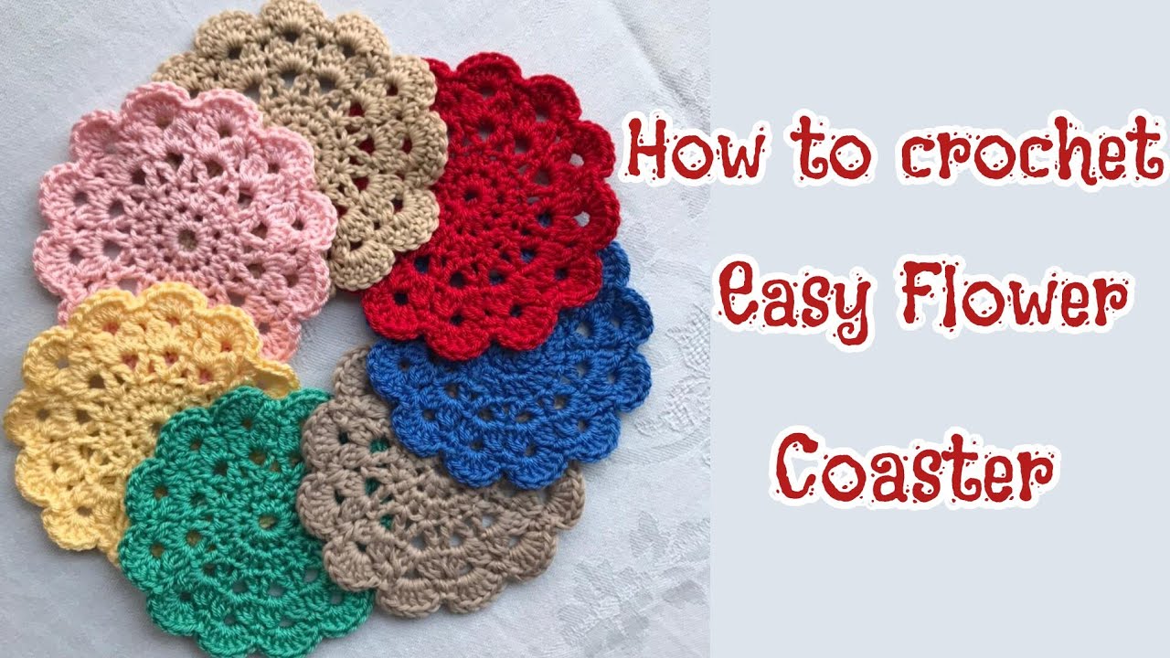 How to crochet easy flower coaster/ كروشيه كوستر /#coaster ,#handmade ,#crochet