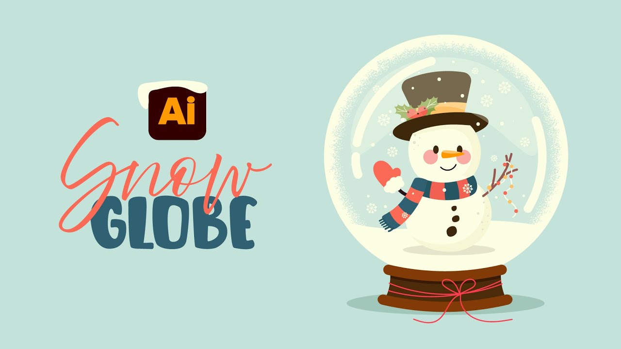Рисуем снежный шар со снеговиком в Adobe Illustrator + моя бесплатная зернистая кисть