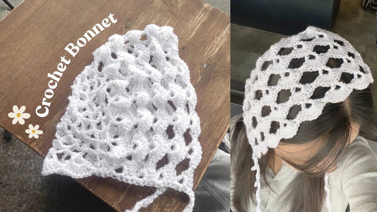 【3時間で完成】 かぎ針で編むクロシェットボネットの編み方 | Crochet Bonnet