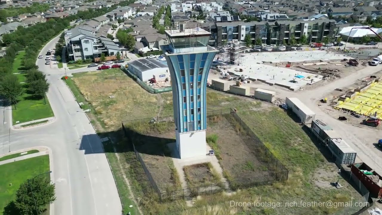 Robert Mueller International Airport Tower Panoramic Fly-By: free drone footage (DJI Mini 3 Pro)