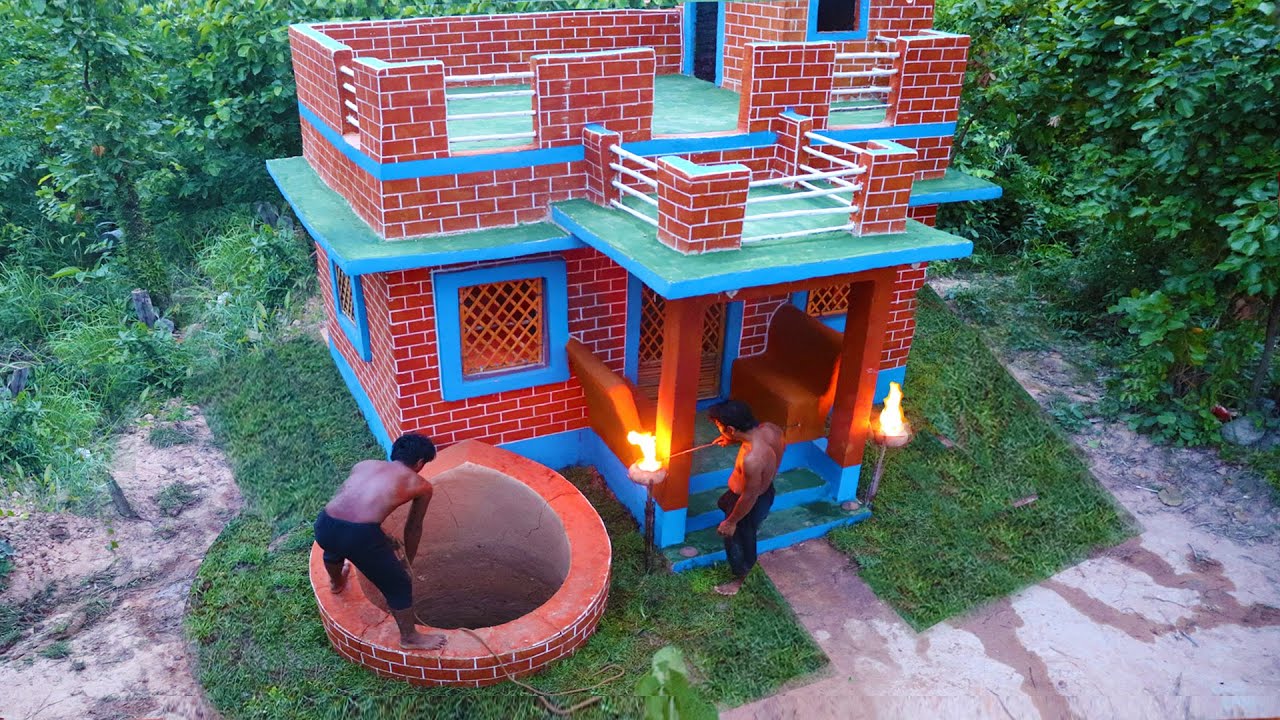 Construct Creatively Wonderful Mud Villa House &  groundwater Well