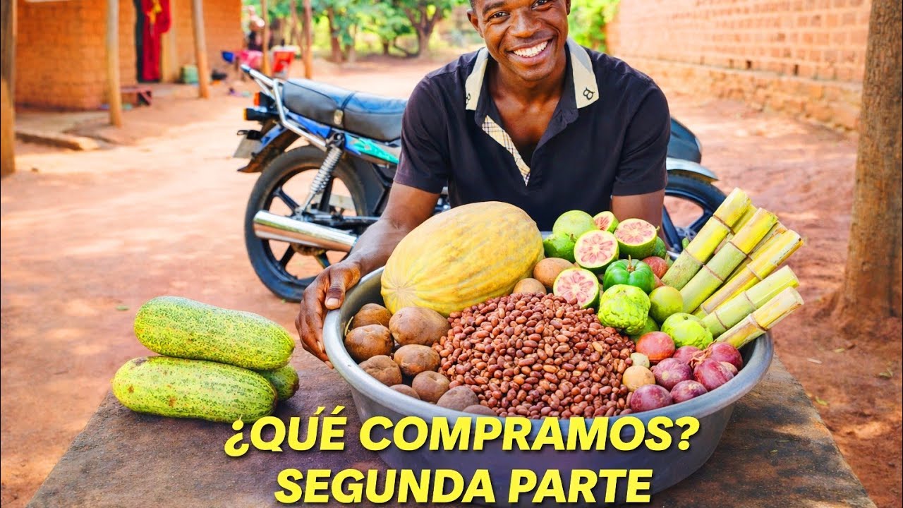 BANANAS, VERDURAS Y CA&Ntilde;A DE AZ&Uacute;CAR EN UNA FERIA AFRICANA
