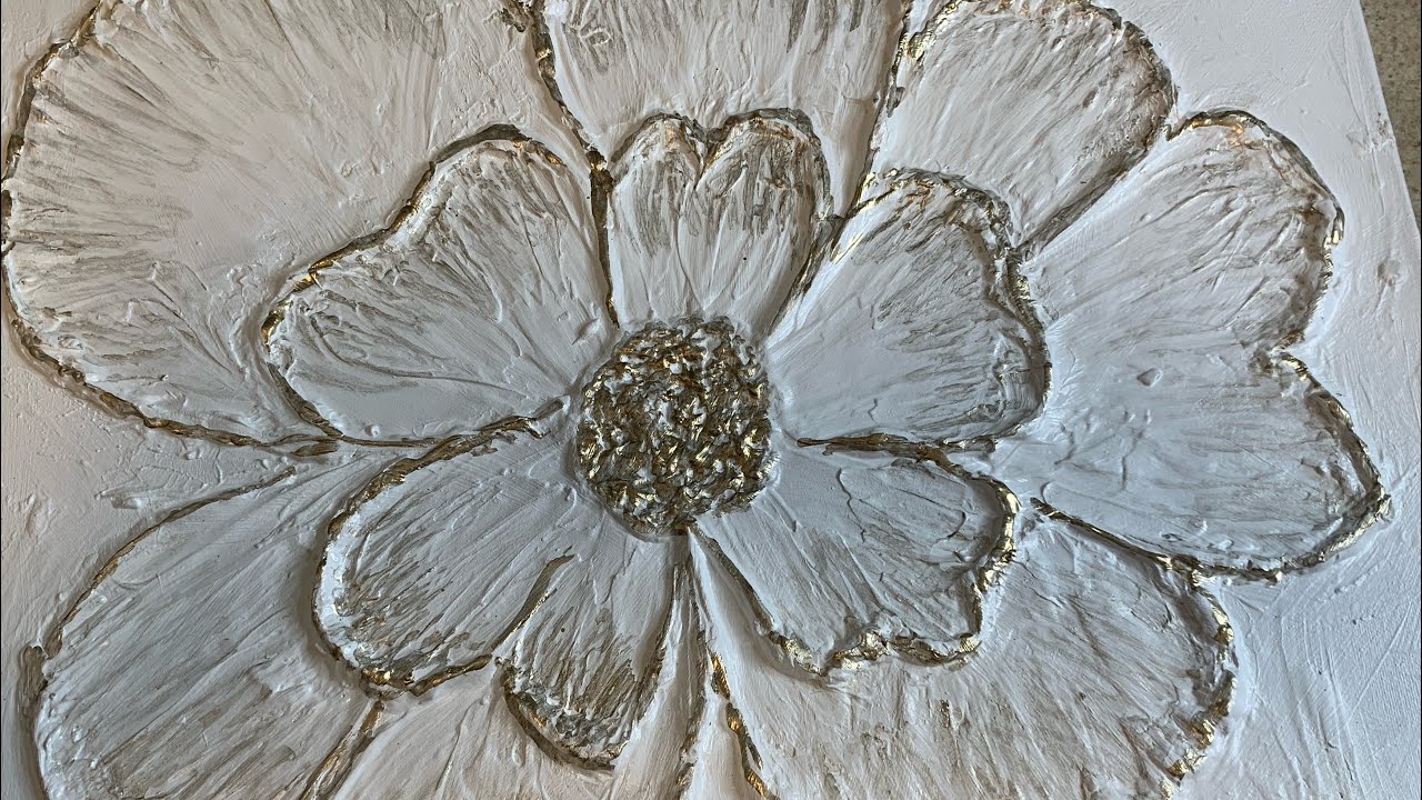 3D flower art on canvas,flower textured art l #art l #craft l #canvas art ideas