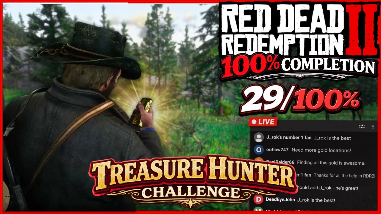 RDR2🔴LIVE! Collecting ALL Treasure Maps tonight! 100% Run (FullScreen)