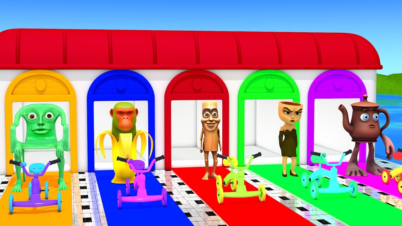 Long Slide Game With Cow Elephant Gorilla Hippopotamus Tiger 3d Animal Game Funny 3d Animals