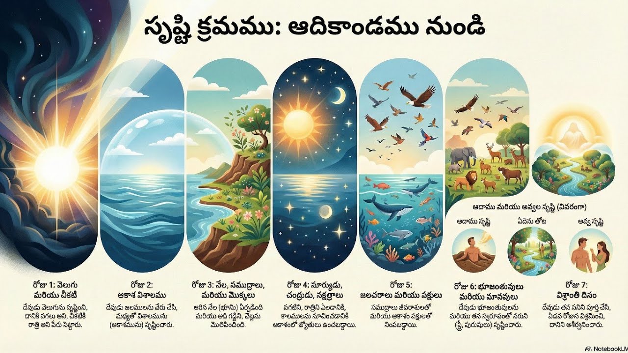 సృష్టి క్రమము ఆదికాండం మొదటి ఒకటి రెండవ అధ్యాయాలు వివరణ.. 🌍😇#biblestories 