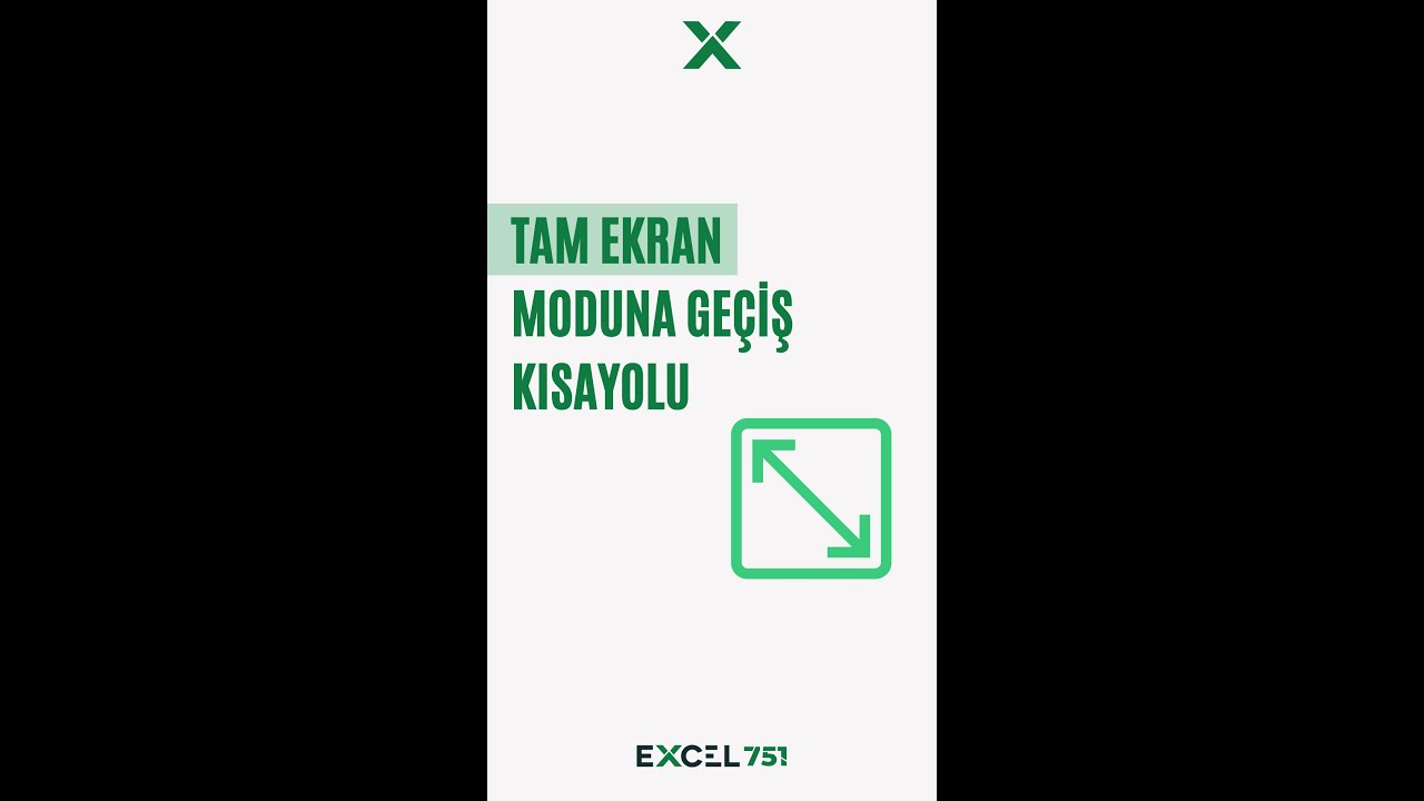 Excel'de Tam Ekran Moduna Ge&ccedil;iş Kısayolu | #EXCEL 751 | #shorts #excelshortcuts #exceleğitimleri