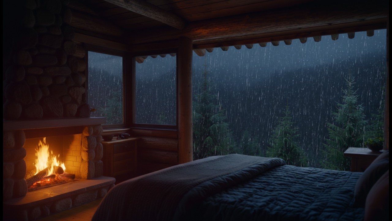 Sleep Meditation: Gentle Rain & Cozy Fireplace Sounds for Deep Relaxation and Focus 🌧️🔥 Night Calm