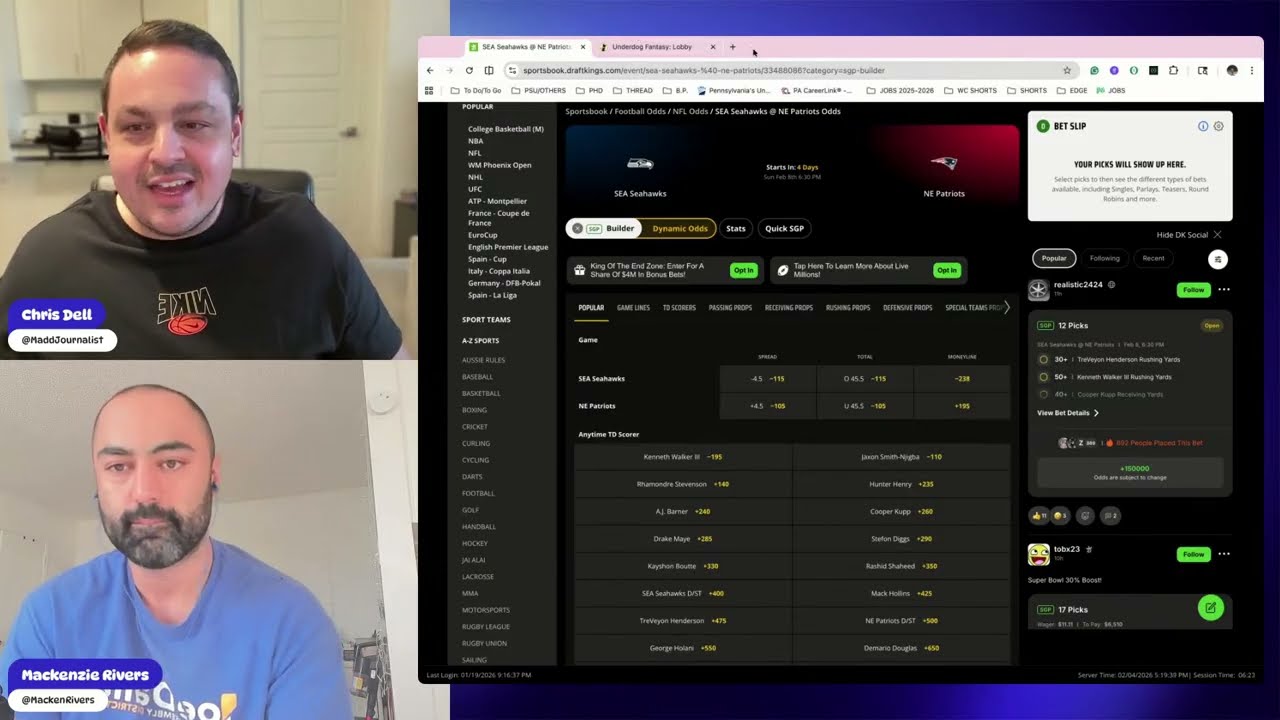 SGP PROP PARTY: How to 50x your Super Bowl LX bets w/ Chris Dell & Mackenzie Rivers
